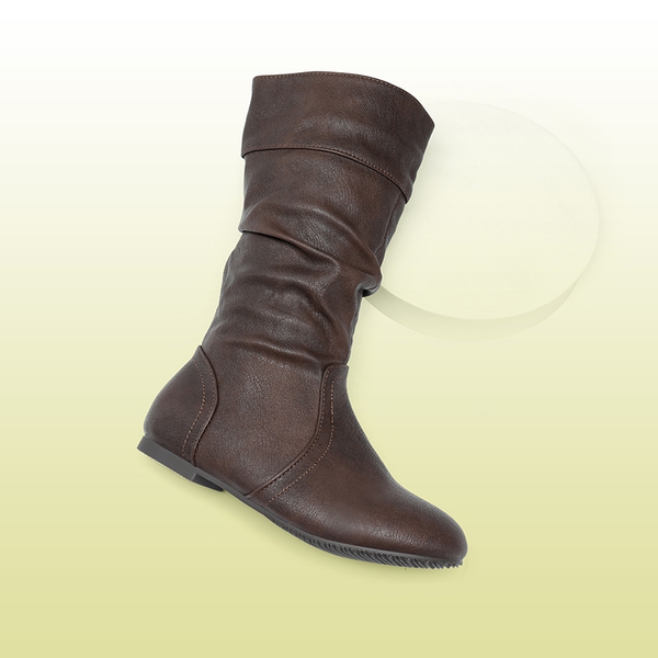 Girls Knee High Boots - BROWN PU - 4